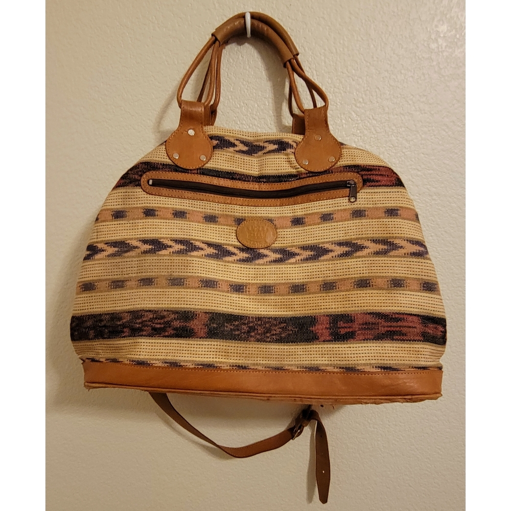 VNT Bohomeian/western leather and cotton carry on bag